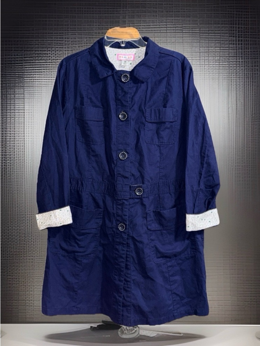 koi by Kathy Peterson Women’s Navy w/Floral Trim Lab Coat-2X-EC